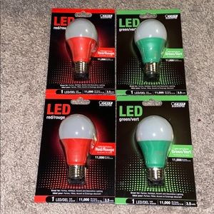 8 total bulb 4 red 4 green Pack Feit Electric A19/G/10K LED 3.5 Watt